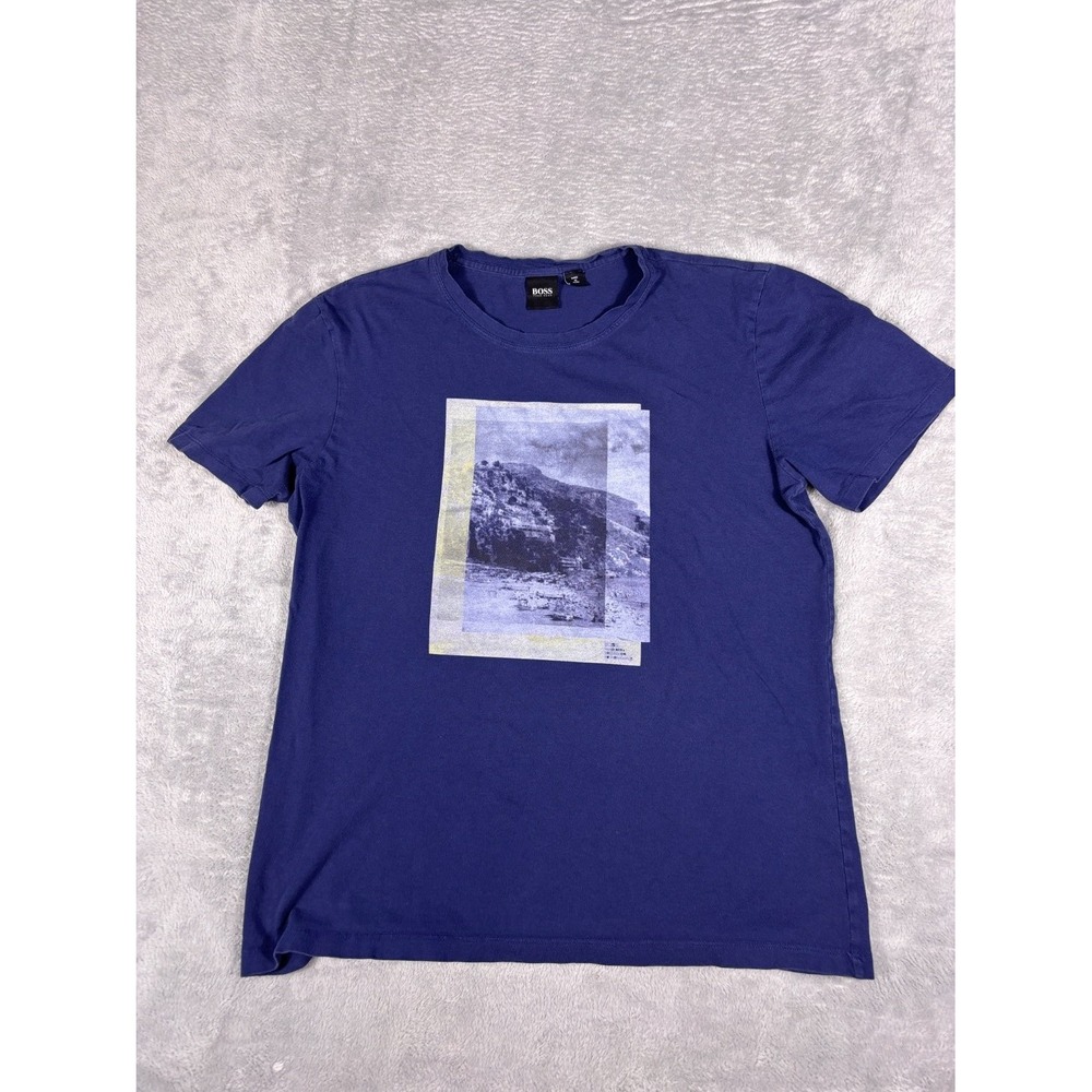 Boss Hugo T-Shirt Mens M Blue Crew Neck Short Sleeve Sleeves